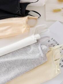 Genkimix Kids 5pcs/Set Girls Young Girl Multicolor Crescent Floral Lace Bow Camisole Vest, Sweet Sports Style Suitable For Inner & Outer Wear Girls Plain Tank Top Girls Tank Tops Multipack Fall Winter - Multicolor - View 8