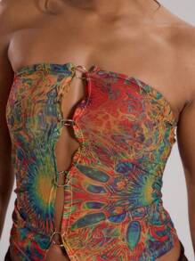 MUSERA 戒指抹胸上衣度假伊比沙岛波西米亚风俱乐部性感露脐上衣东方梦幻假日节外出上衣春夏优雅 - 彩色 - 查看 5