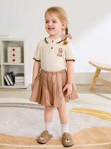 Cozy Pixies 休闲轻便百搭棕色泰迪熊图案可爱一脚蹬平底婴儿拖鞋，适合春夏季 - 棕色 - 查看 3