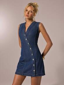 Avantive Vestido vaquero de mujer - Vestido vaquero oscuro - Azul lavado medio - Ver 6