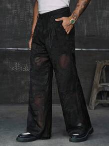 AXEPEAK 男士休闲时尚街头宽松口袋裤，秋季 - 黑色 - 查看 3