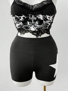 Sunspun Quần legging nữ cổ điển thường ngày gợi cảm cỡ lớn, quần short bó thời trang - màu đen - Xem 3