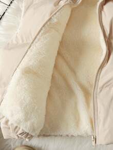 SHEIN Gilet épais doublé thermique à col montant et poches pour adolescentes