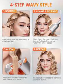 SHEGLAM HAIR Beach Babe Hair Waver, Ionic Hair Waver, Waver Curling Iron, rizador de cabello de 2 barriles con anti-escaldaduras, 50 millones de iones y 10 minutos de onda rápida, temporizador inteligente y temperaturas ajustables, herramienta para el cabello fácil de usar para mujeres - enchufe de EE. UU.