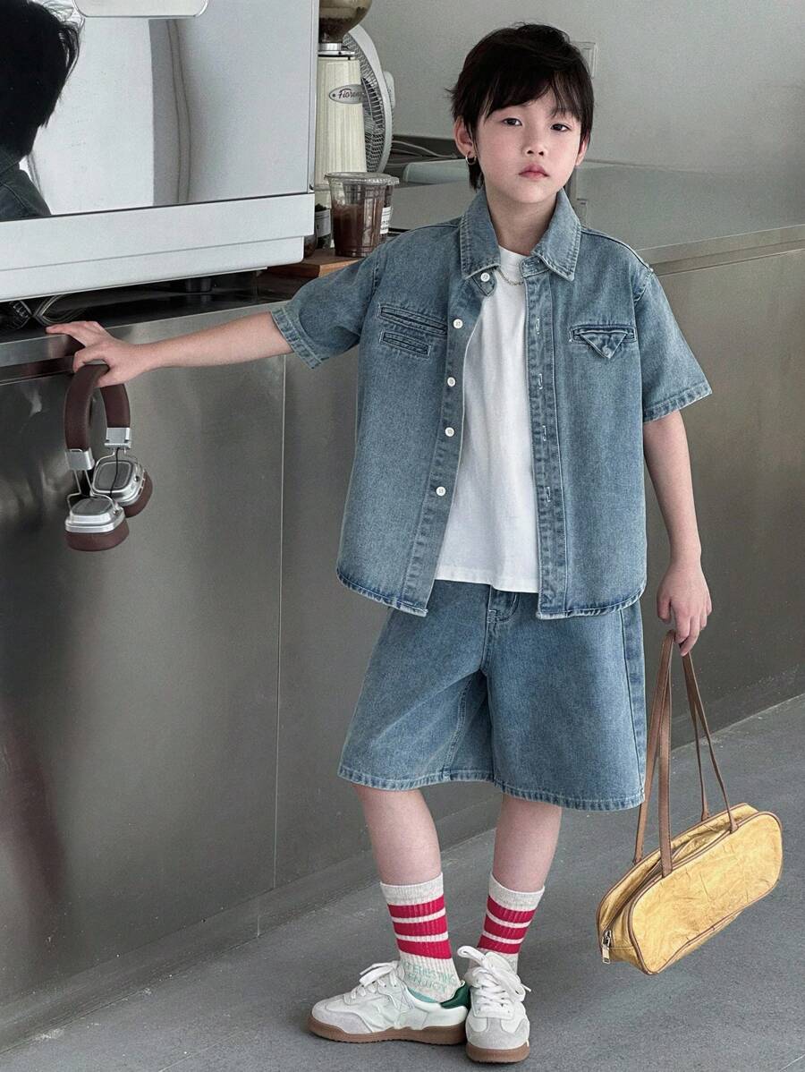 Dazy Kids Boys' Denim Set, Fall Outfit - Blue - View 1