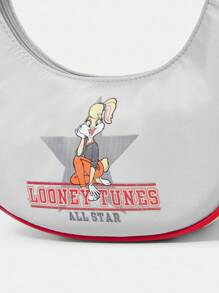 LOONEY TUNES X SHEIN Women's Fashionable Minimalist Personalized Street Chic Gray Cartoon Print Shoulder Bag - Grey - View 7