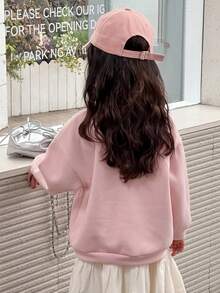 DAZY 少女印花保暖半拉链运动衫，秋季 - 粉色 - 查看 5