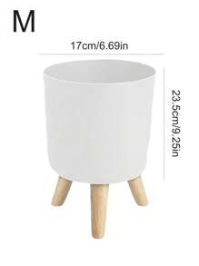 Bodenstehender runder Blumentopf mit Kräuter-Selbstbewässerungssystem, Drainage und Holzbeinen, Moderne Pflanzenpflege