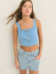 Nöista Corpiño ajustado y corto con silueta de bustier, cuello cuadrado con tirantes, de tela texturizada; diseño ligero y transpirable perfecto para playas, looks de celebración del orgullo, aeropuerto para mujeres; esencial versátil de verano