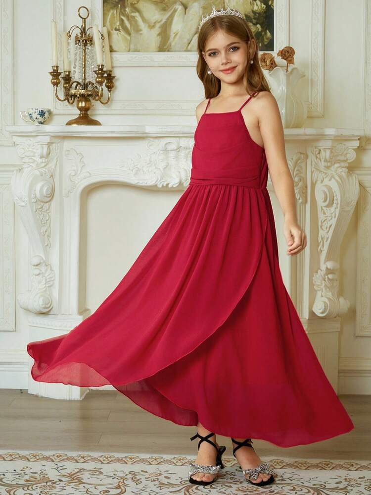 Girls' Elegant Sleeveless Dress, Fashionable And Stylish For Tween Girl In Fall