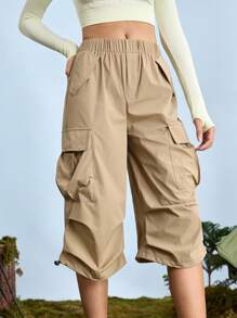 In My Nature Pantalones cargo para mujer con dobladillo con cordón