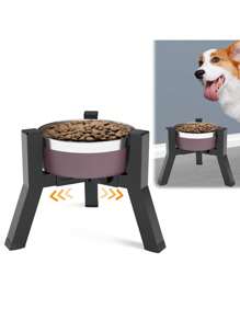 金属升高狗碗架，适用于超大型犬和大型犬，宽度可调，适合 7-10.6 英寸狗粮和水碗，单个高升高狗碗架（不含碗） - 彩色 - 查看 6