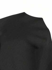 Easithlete 1 件纯色超短款上衣修身长袖衬衫运动背心 - 黑色 - 查看 6