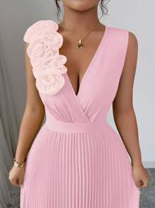 Elenzga Summer Cream Yellow V-Neck Waist Cinched Floral Patchwork Elegant A-Line Dress For Women