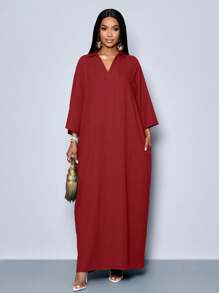 SOLERSUN Vestido Longo Feminino da SOLERSUN com Decote em V, Mangas Morcego Soltas e Sem Cinto, para Férias