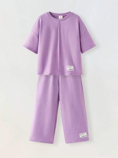 Maija Kids Maija Kids 2件套少女圆领短袖T恤和裤子套装