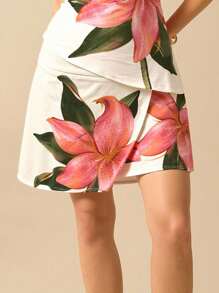 CAJUNI Women's Elegant Floral Print Short Skirts, Summer - Multicolor - View 3