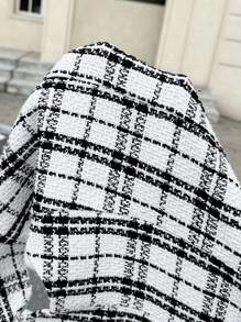 Siren Gaze Women's Business/Work Commute Plaid Tweed Trousers White White Casual Check - White - View 6