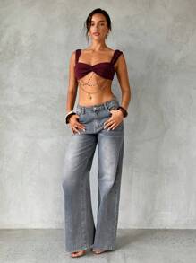 Aloruh 女士扭结波西米亚链条装饰吊带背心