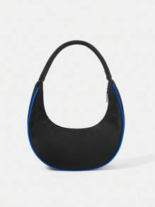 LOONEY TUNES X SHEIN 女士时尚个性化街头风格酷炫学院风黑色卡通字母图案单肩包 - 黑色 - 查看 5