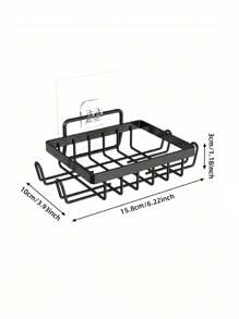 1 Pack Black Soap Holders No Drilling Shower Shelf Bathroom Organizer Waterproof Storage Rack For Home Decor Kitchen Wall Mount Space Saving Modern Design Non Slip Durable Easy Install Adhesive Hooks - Black - View 3