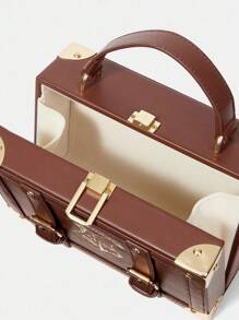 HARRY POTTER X SHEIN Letter & Badge Graphic Top Handle Bag - Coffee - View 8