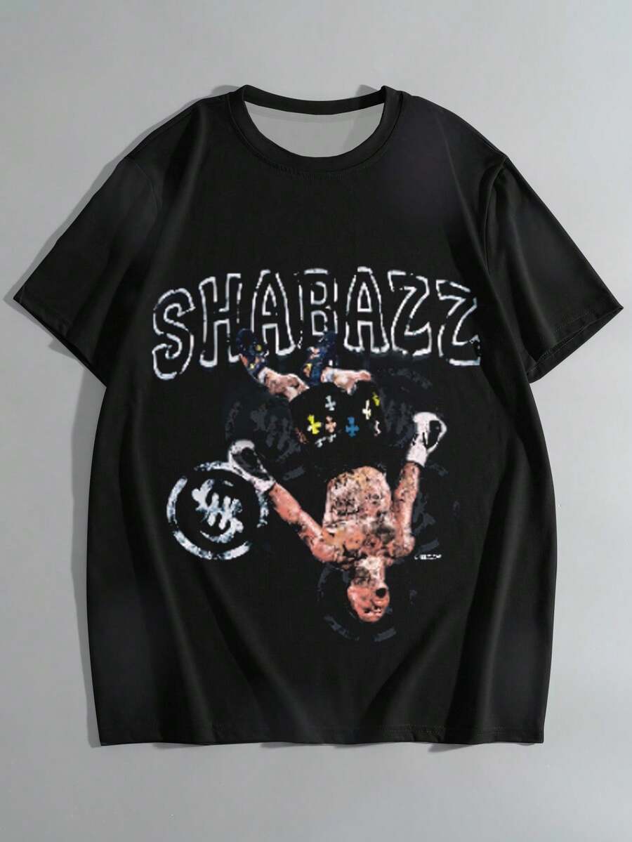 Manfinity Dauomo Men's Person Graphic Print Round Neck Short Sleeve Casual T-Shirt - Multicolor - View 1