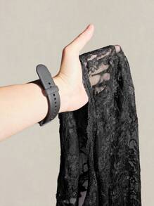 SHEIN ICON Women's Stylish Black V Neck Lace Blouse With Flowy Flare Sleeves,Sexy Top