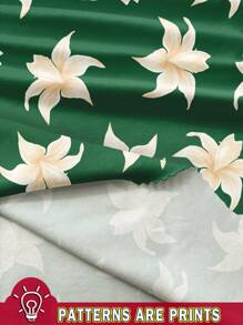 EMERY ROSE Plus Size Women Summer Casual Floral Print Loose T-Shirt,Flower/Vacation/Spring - Green - View 3