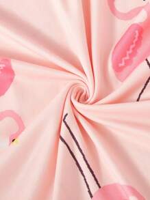 2pcs Teen Girls Flamingo Printed Comfortable Casual Nightgown, Minimalist Design For Easy Matching, Stretchy Knit Fabric, Machine Washable - Multicolor - View 6