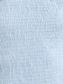 Nöista 格纹蓝色中长连衣裙，带褶饰紧身胸衣、双肩带和喇叭裙摆。无论是七月四日野餐、海滩度假还是夏日庆典，都是您的甜蜜之选。 - 藍色 - 查看 7