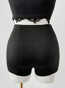 Sunspun Quần legging nữ cổ điển thường ngày gợi cảm cỡ lớn, quần short bó thời trang - màu đen - Xem 2