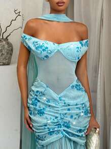 SHEIN SXY 女士蓝色亮片刺绣露肩拼接连衣裙，蓝色亮片连衣裙，浅蓝色亮片连衣裙，淡蓝色亮片连衣裙，蓝色闪亮连衣裙，浅蓝色闪亮连衣裙，约会之夜连衣裙，女士度假装，女士外出上衣，女士优雅连衣裙，乡村音乐会服装，女士性感夜店装，女士鸡尾酒会连衣裙，水蓝色亮片连衣裙，束身衣，女士音乐会服装，女士休闲连衣裙，锐舞派对服装，女士派对连衣裙，波西米亚风女装，性感连衣裙，女士早午餐服装，女士邮轮服装，仙女风，飘逸连衣裙，露肩连衣裙，闪亮连衣裙，串珠，仙女连衣裙，闪亮，性感连衣裙，水钻连衣裙，婚礼宾客连衣裙，薄荷绿连衣裙 - 藍色 - 查看 7