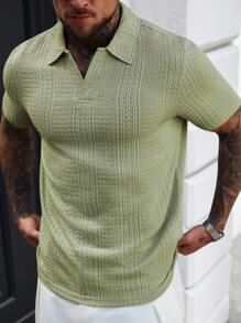 Manfinity Homme 男士纯色短袖休闲通勤 Polo 衫 - 綠色 - 查看 2