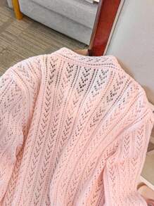 Franclia Áo len chui đầu thắt nơ khoét rỗng cho nữ, Áo chui đầu dệt kim thu đông - Màu Hồng baby - Xem 5