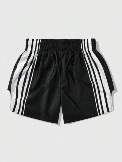 Street Life Men's Casual Contrast Striped Boxing Shorts For Summer, Back To School