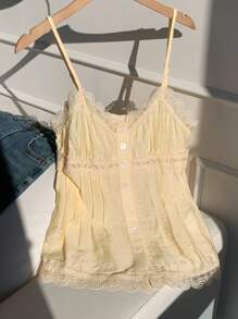 Comfortcana Women Summer Casual Yellow Camisole Cotton