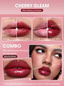 SHEGLAM Bold Booster Lip Plumper Lip Combo Brand Beauty Makeup Face Paint Cosmetic For Women Girls Perfect For Winter Spring Ideal For Y2K Fancy Fashion Suitable For Birthday Gift Party Ready Best Color - Cherry Gleam - View 2