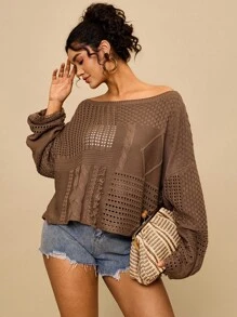 Travachic Áo len chui đầu dệt kim rộng rãi cho nữ - Màu Khaki - Xem 3