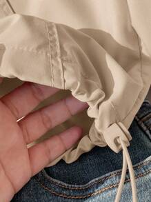 SHEIN Comfortcana 卡其色休闲风衣外套，简约时尚，适合秋冬季日常穿着。 - 卡其色 - 查看 5