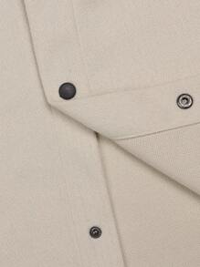 Manfinity Homme Men's Solid Color Long Sleeve Single-Breasted Jacket And Pants Casual Suit Set, Fall Clothes - Apricot - View 7