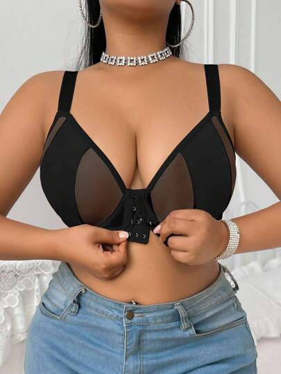 SHEIN 1pc Front Closure Plus Size Underwire Bra