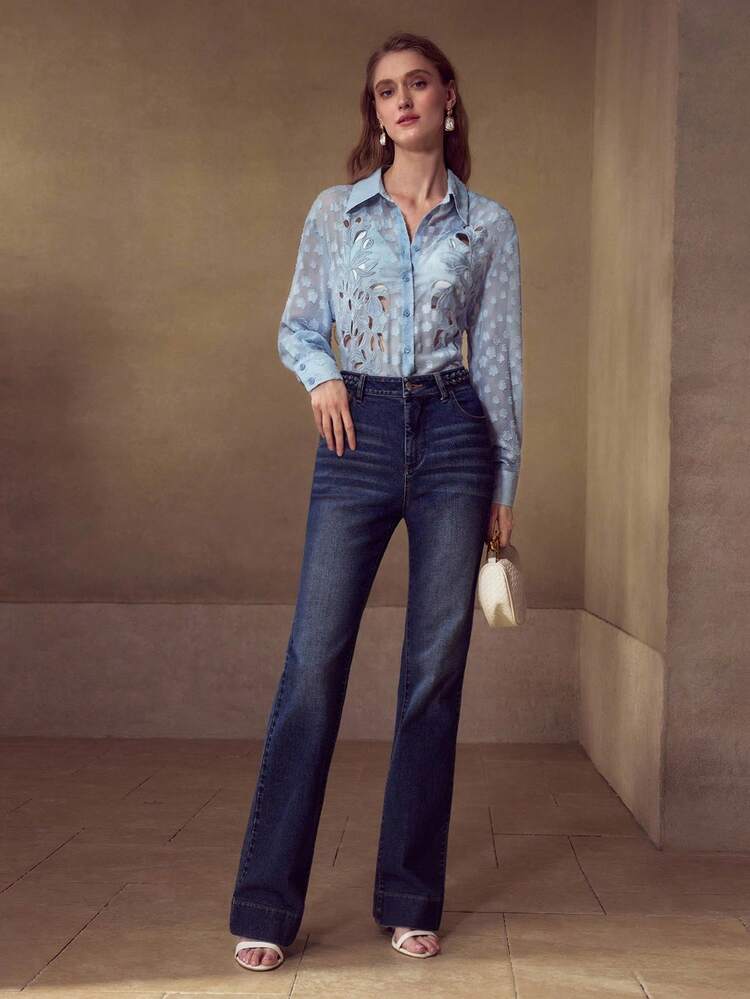 SHEER HOLLOW OUT SHIRT