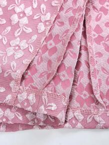 Maweii 大码女式羊毛翻领长袖优雅双排扣褶边西装连衣裙优雅浪漫，正式女装，适合音乐节派对等场景 - 粉色 - 查看 7