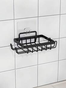 1 Pack Black Soap Holders No Drilling Shower Shelf Bathroom Organizer Waterproof Storage Rack For Home Decor Kitchen Wall Mount Space Saving Modern Design Non Slip Durable Easy Install Adhesive Hooks - Black - View 6