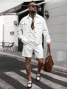 Manfinity Homme Maglietta premium da uomo con texture jacquard, outfit alla moda, il miglior regalo per il fidanzato o il marito