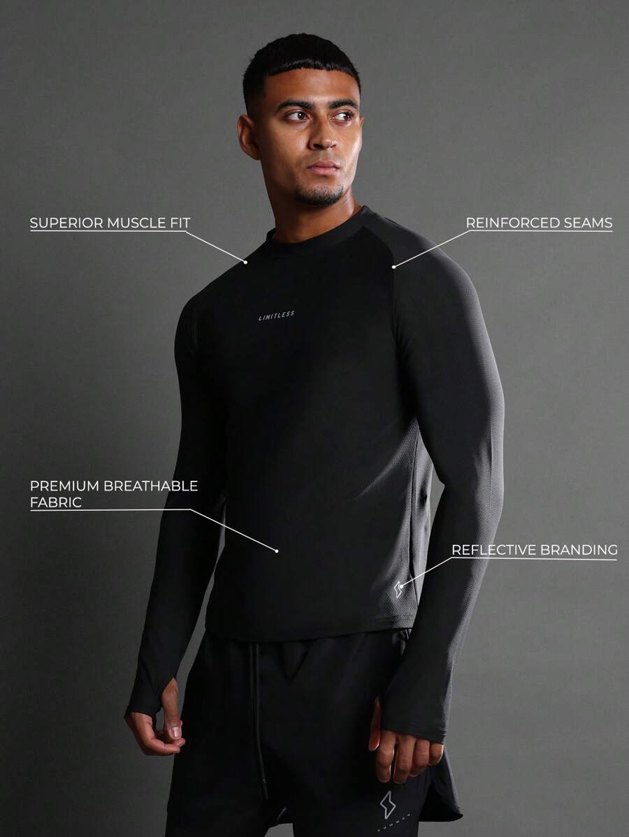 SUMWON Camiseta de entrenamiento de manga larga de alto rendimiento atlético con agujeros para los pulgares, ajuste de compresión, tela transpirable que absorbe la humedad para correr, ejercicio y fitness