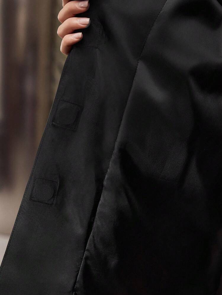 CONTRAST FAUX FUR BELTED WINTER COAT