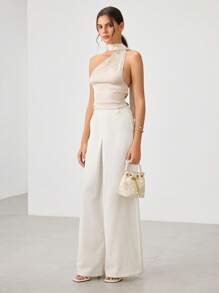 SHECARRY 链条细节仿珍珠装饰晚装包 - 米色 - 查看 6