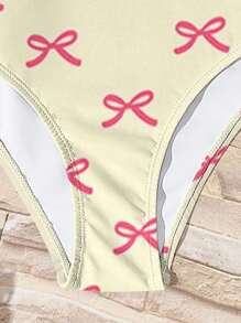 SHEIN Leap Crew Tween 女童休闲简约设计连体泳衣，适合夏季